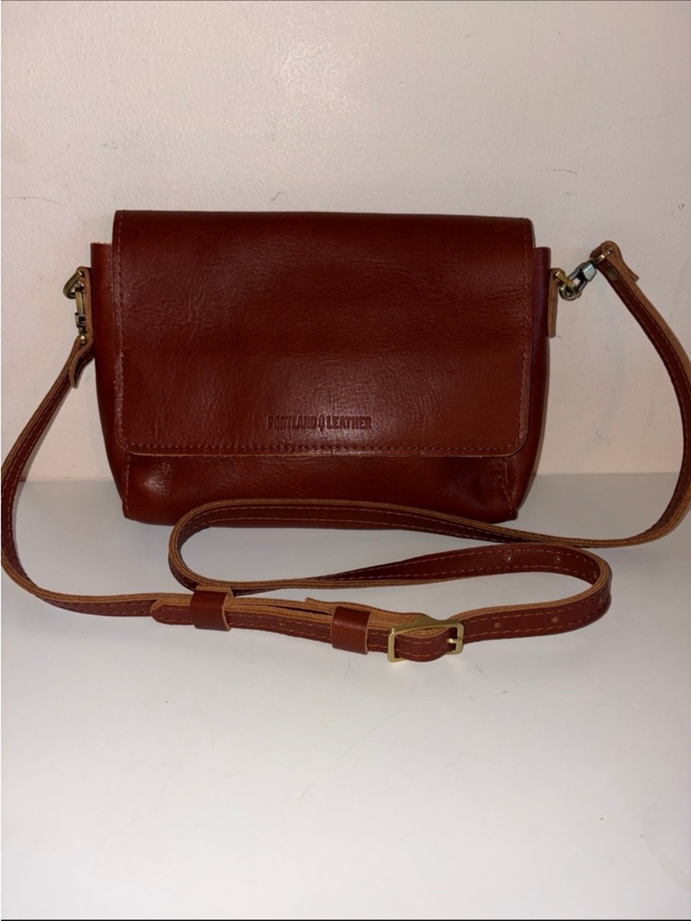 Portland Leather Chestnut Brown Leather Crossbody Bag